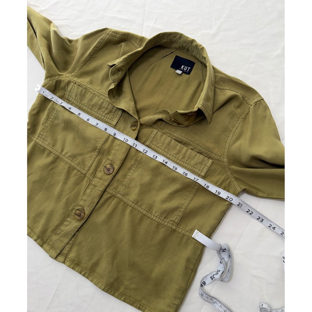 KUT from the Kloth Green Utility Shacket 100% Lyocell Cropped Gorpcore Granola - Picture 6 of 8